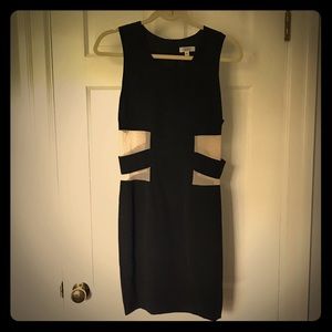 Sexy Nomia Black Silk Dress W/Mesh Cutouts